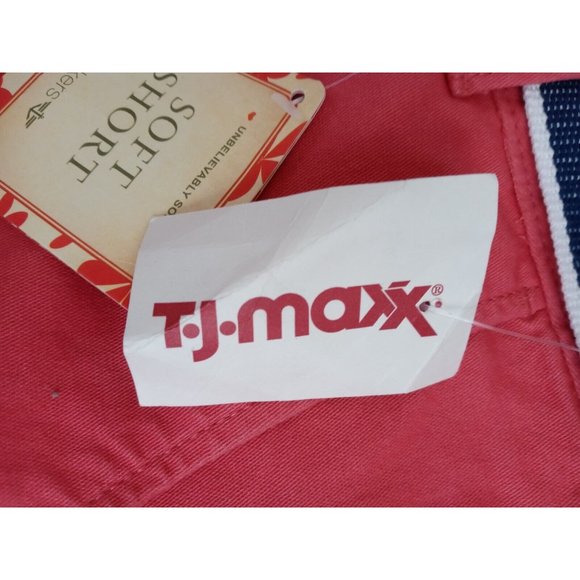 NWT Dockers Truly Slimming Soft Short Women's Salmon Pink Shorts With Belt 14 - Picture 7 of 9